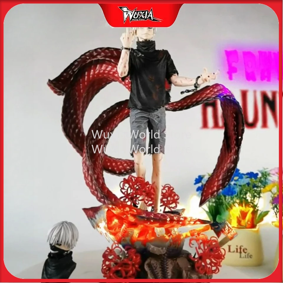 

45cm Kaneki Ken Figure Tokyo Ghoul White Hair Two-headed Sculpture Anime Figure Desktop Ornament Decorations Best Gifts for Boys