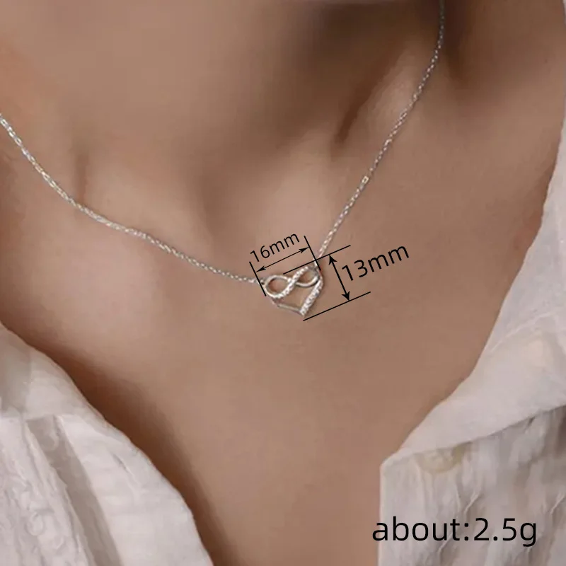 Huitan Infinity Sign Heart Pendant Necklace Charming Graceful Delicate Neck Accessories for Women Love Romantic Wedding Jewelry image 6