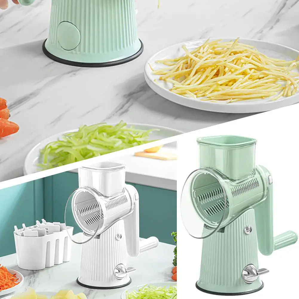 NEW 5 In 1 Rotary Cheese Grater With Handle Manual Grinder Suction Shredder Nuts Base Strong Slicer Graters Vegetable With S6N4