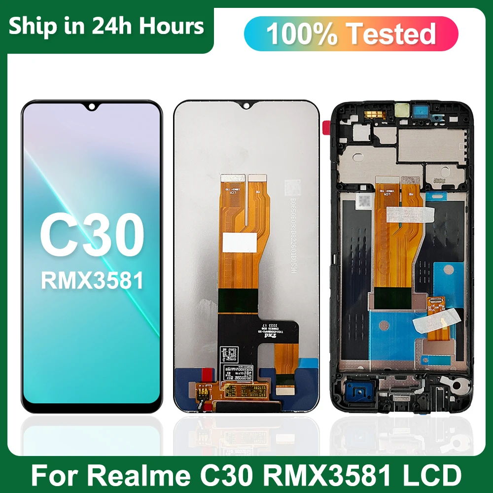 

6.5"Original For Oppo Realme C30 RMX3581, RMX3623 LCD Display Touch Screen with Frame, For Realme C30 LCD Assembly Replacement