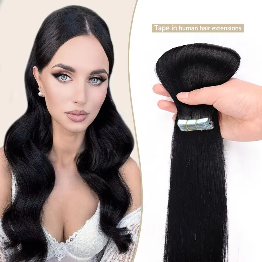 

12-24inch 20pcs Human Hair Tape in Hair Extensions Invisible Tape in Real Hair Extensions Seamless Straight Human Hair Extensions