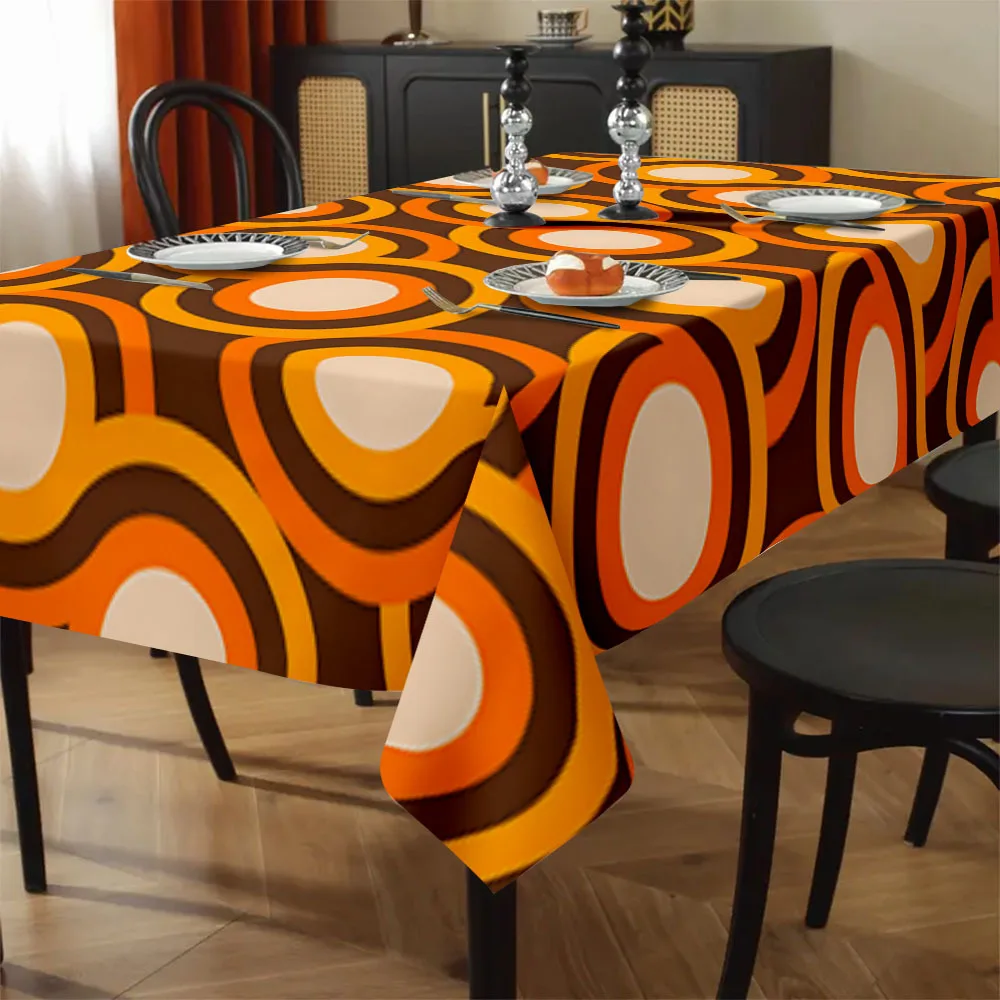 Vintage geometric patterned exquisite printed rectangular polyester tablecloth, stylish and elegant