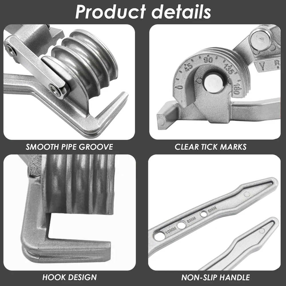 أداة ثني الأنابيب اليدوية 3 في 1 1/4 5/16 3/8 بوصة لأنبوب النحاس/أنبوب الألومنيوم/أنبوب الفولاذ المقاوم للصدأ الرقيق إلخ. #4