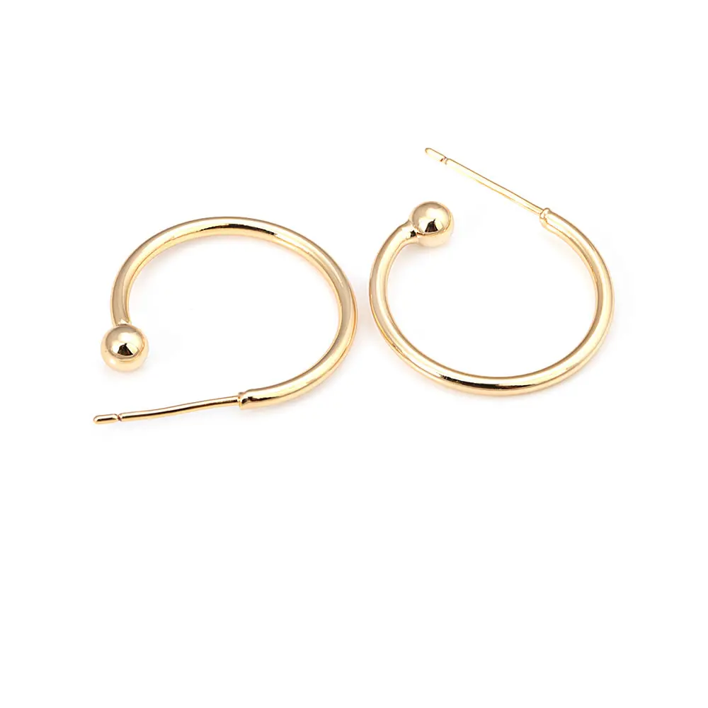 18K Gold Color Brass Ball Head Stud Earrings Pins Earrings High Quality Diy Jewelry Making Supplies Accessories for Women