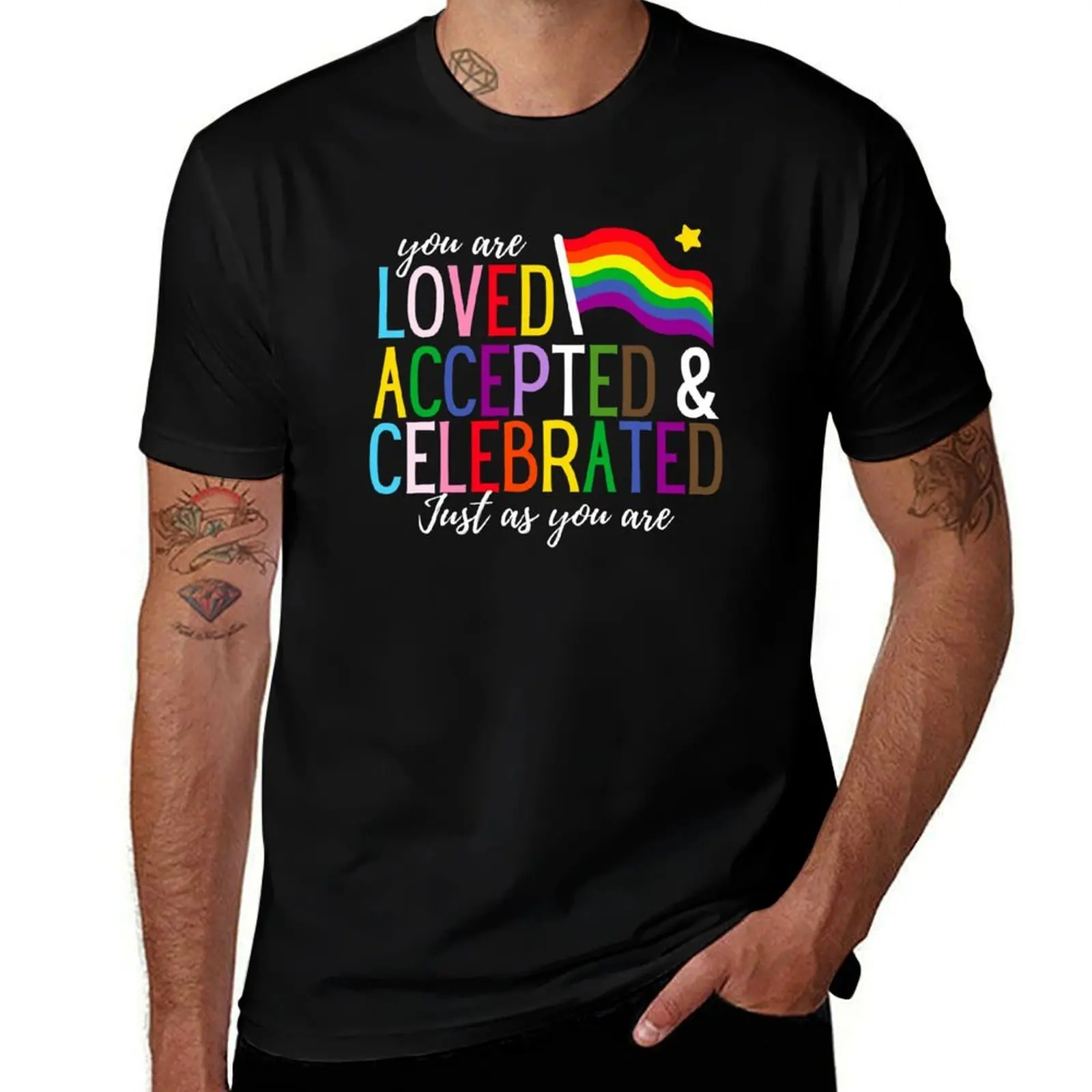 You are LOVE ACCEPTED CELEBRATED just as you are T-Shirt Basic Solid Color Short Sleeve T-Shirt