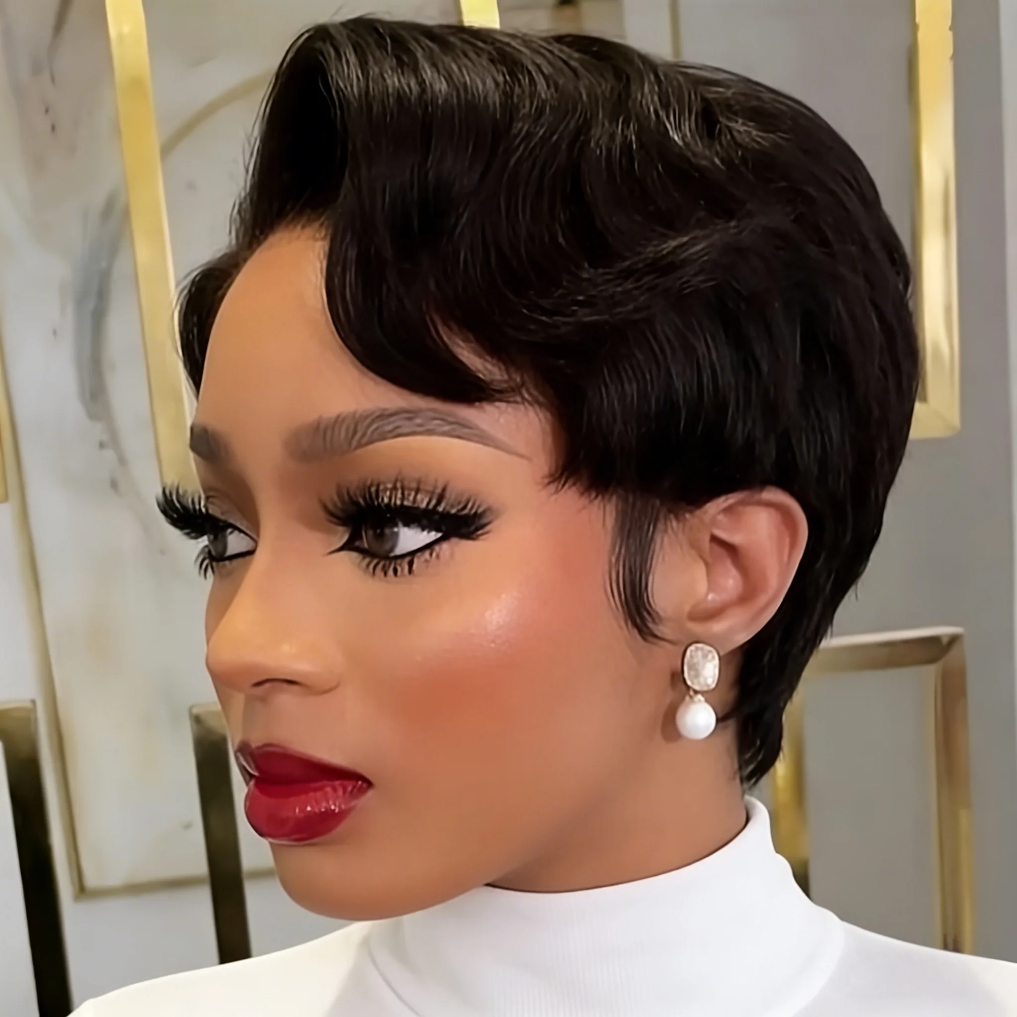 

13x4X1 Transparent Lace Front Pixie Cut Wig Human Hair Short Bob Style for Women 6 inches