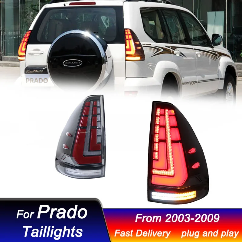 Hot car styling Taillights For TOYOTA PRADO 03-09 to new Style full led Rear LED DRL Turn Signal Lamp Assembly Brake Reverse Fog