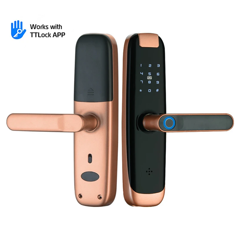 Smart Fingerprint Handle Lock For Apartment Hotel Rental House TTLOCK PHONE App Bluetooth Electronic Lock With Keys