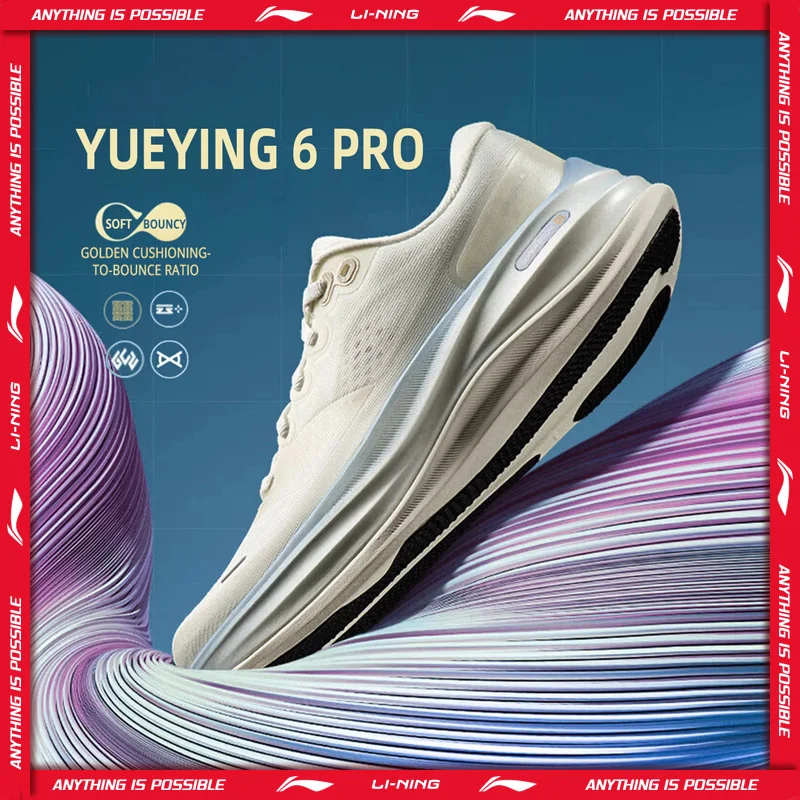 Li-Ning Chaussures de course YUEYING 6 PRO pour femme avec amorti optimisé et embout large SUPER BOOM, baskets réfléchissantes LiNing ARHW016