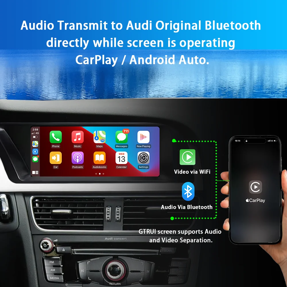 new 8.8”Touch Screen Multimedia Player Andriod Auto Link For Audi A4 S4 B8 2009-2015 GPS BT Carplay Display Car Play car radio view 4