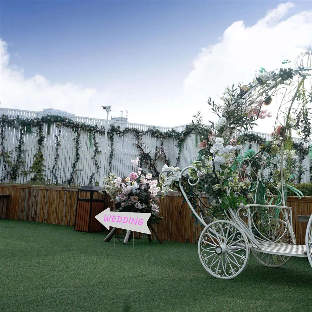 A99U Blank Arrow Yard Signs with Stakes, 5 Pack 17 x 6 Inches White Blank Wedding Directional Yard Signs, Arrow Yard Signs