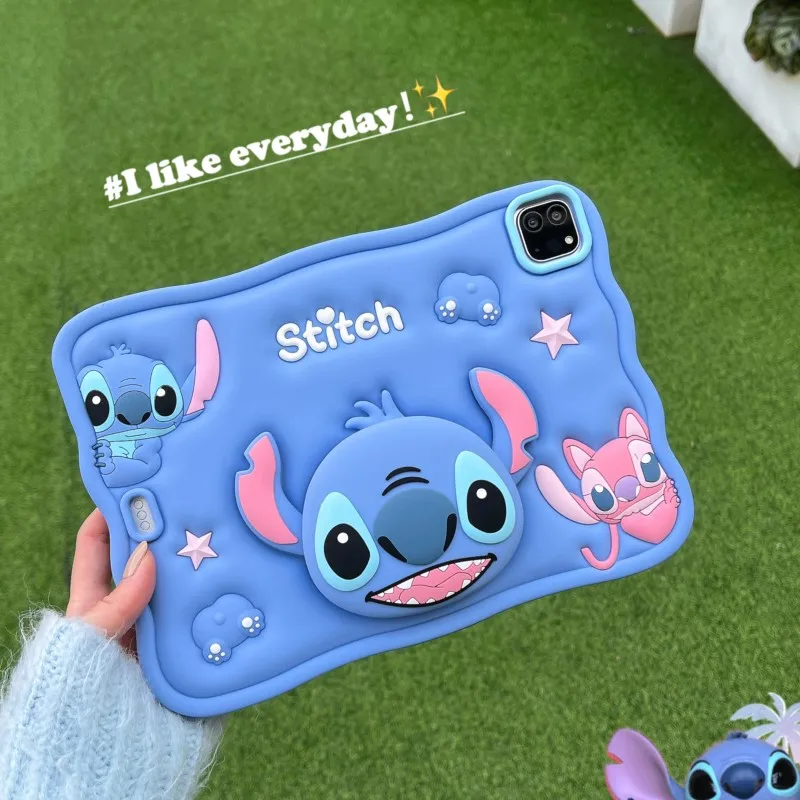 

Детский чехол-подставка для iPad Pro 11 2018-2025, Air 6 11 дюймов, M3 A16 11 дюймов (2025) — милый 3D-чехол с мультяшным Стичем из силикона для планшета