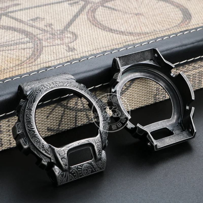 Retro Carved Bezel Watchband for Casio G-Shock DW6900 DW-6903 Metal Watch Case Bezel 316 Stainless Steel Strap Band Bracelet