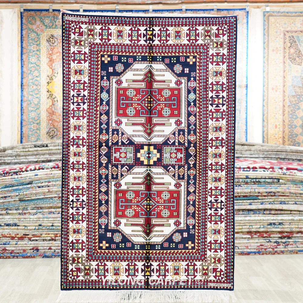 

91x152cm Handknotted Silk Tribal Area Rug Kid Friendly Classic Home Carpet (BL152)