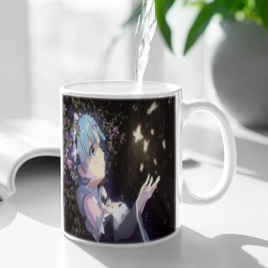 Rem Rezero Cartoon Anime Comic Free shipping 11OZ Coffee Mug Beer Mugs Tea Milk Cup For coffee Surprised Gift