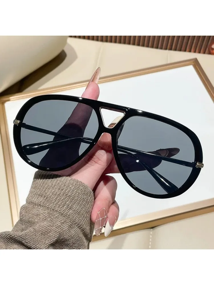 Luksusowe markowe okulary przeciwsłoneczne typu pilotki, oversize, damskie i męskie, popularne w 2025 roku, vintage, punkowe, z podwójnym mostkiem, ochrona UV400