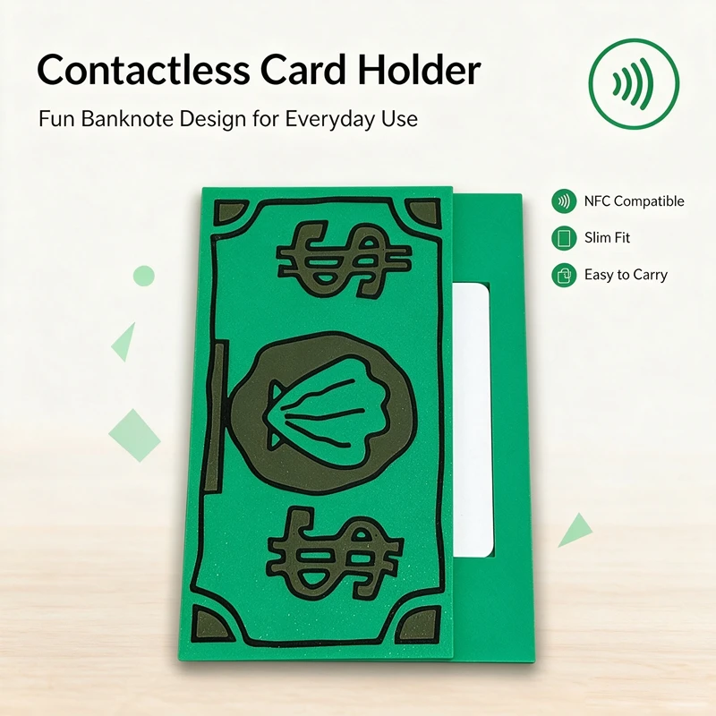 3D-Gedruckter Grüner Schalenförmiger Dollar-Kartenhalter Tap-to-Pay NFC Kreditkartenschutz Geschenk – Detail 3