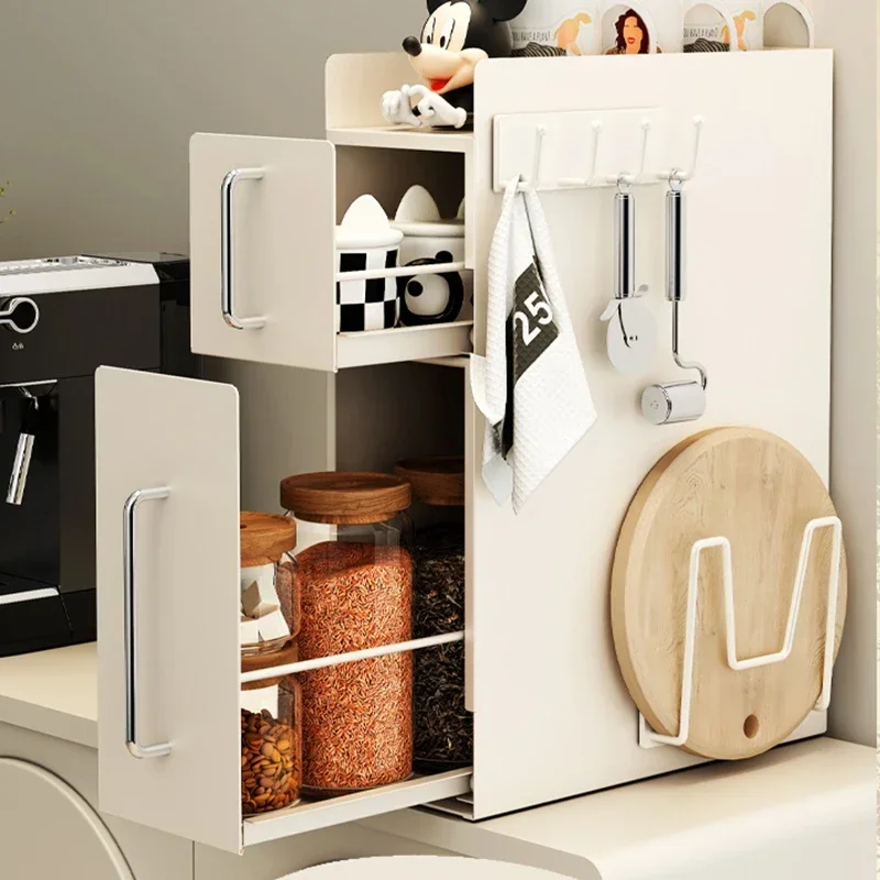 

Кухонный пылезащитный шкаф для хранения, двухслойная приправа с дверцей, можно вытянуть, магнитная полка для специй, органайзер