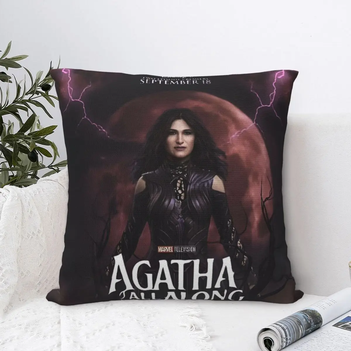 Agatha All Along Square Pillow Case Fantasy Superhero Cushion Covers Custom Decor Pillowcase for Sofa 45x45cm