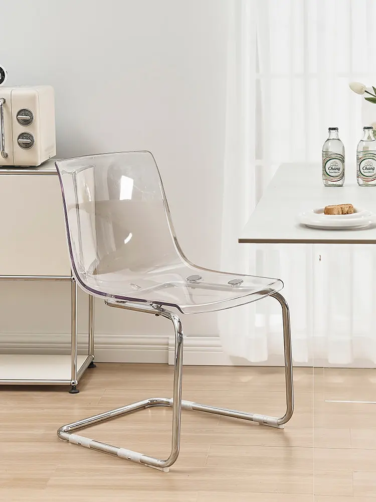 Nordic Dining Chair,living Room Transparent Plastic Metal Backrest Chairs,Seats For Modern Dining Rooms At Home Furniture Stool