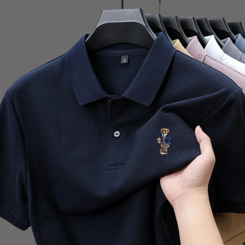 

100% pure cotton men's short sleeve summer new high-quality comfortable breathable polo shirt designer brand embroidered T-shirt