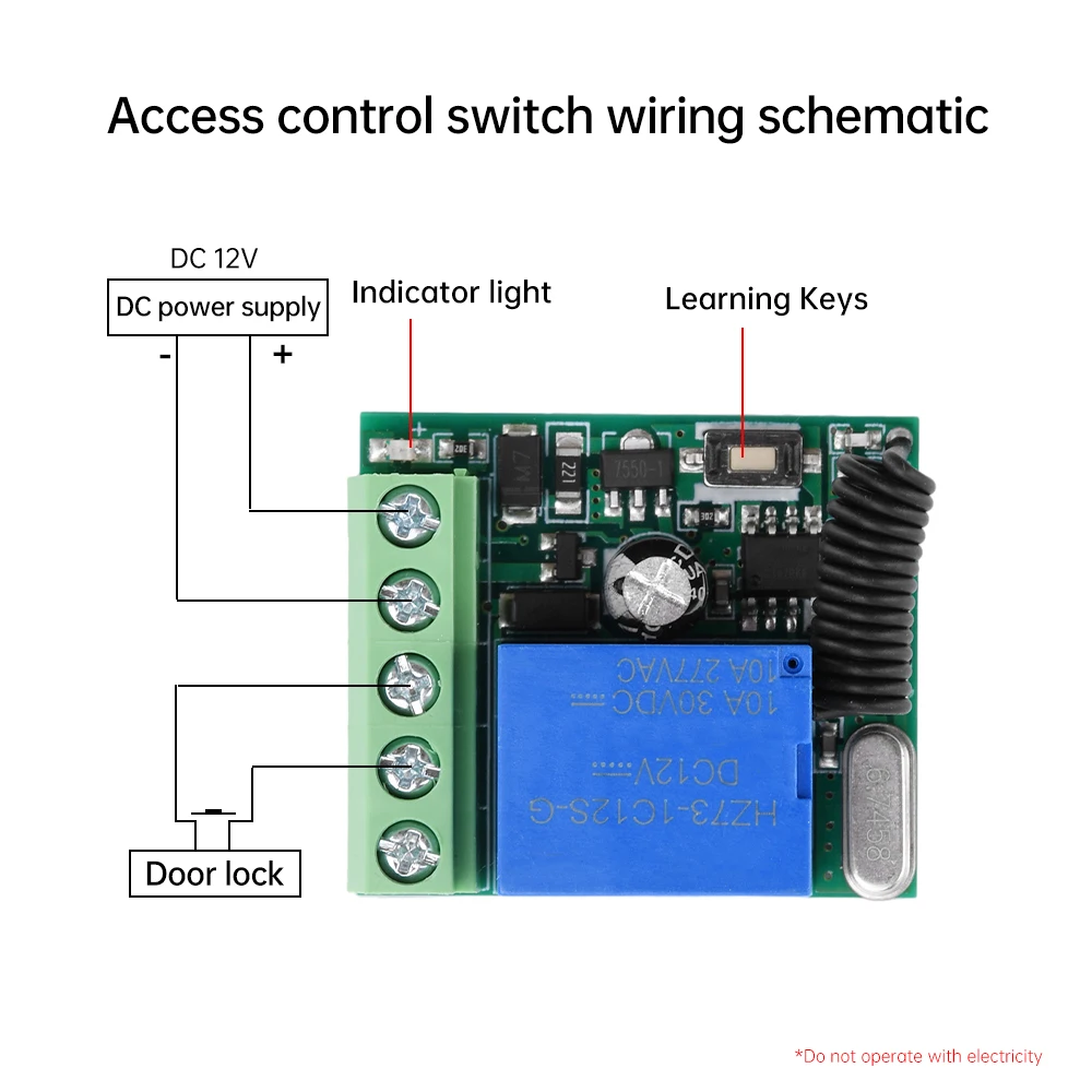 Commutateur de contrôle universel pour porte de garage à LED, télécommande pour appareil ménager, récepteur technique, citations, 12V, 10A, 433Mhz