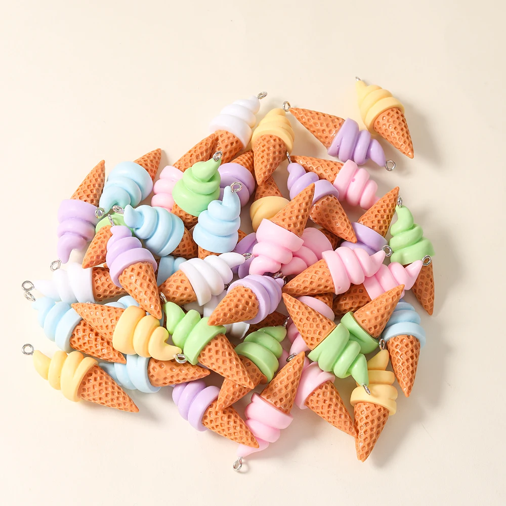 5pcs Charms Resin 3D Sweet Kawaii Ice Cream Charm Pendants for Necklaces Earrings DIY Handmade Jewelry Accessories