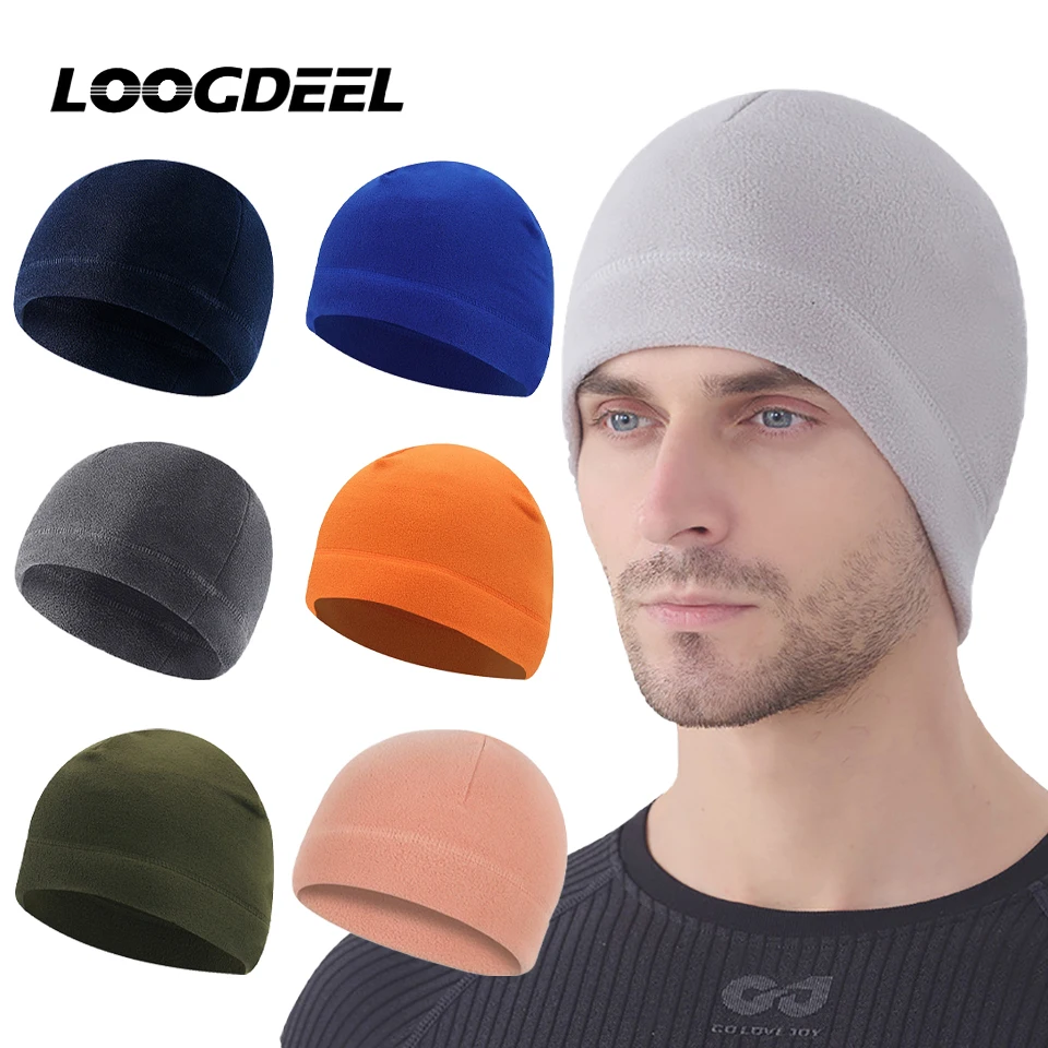 

LOOGDEEL ветрозащитная теплая лыжная кепка для езды на велосипеде, теплая шапка для зимнего спорта, термофлисовая повязка на голову для бега, зимняя велосипедная кепка