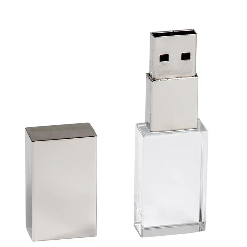 JASTER Crystal USB 2.0 Flash Drive 128GB Creatieve huwelijksgeschenken Pen Drive 64GB 100% echte capaciteit Pendrive Gratis aangepast logo 32GB