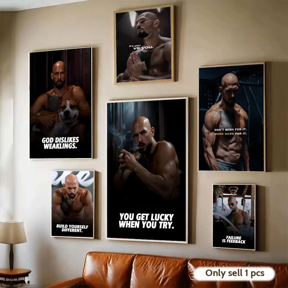 A-Andrew Tate Art Design Poster Home Bar Wall Art Sticker Waterproof Self-Adhesive Mural for Living Room Bedroom Decor