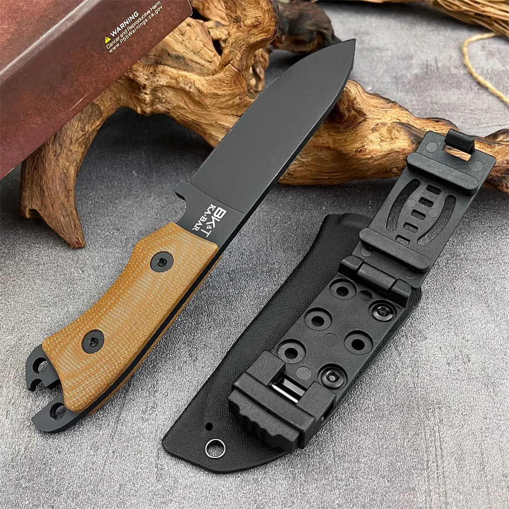 

BK11 Тактический прямой нож D2 с фиксированным лезвием, нож для выживания в кемпинге, коричневая льняная ручка с ножнами, инструмент для пешего туризма, спасения, EDC