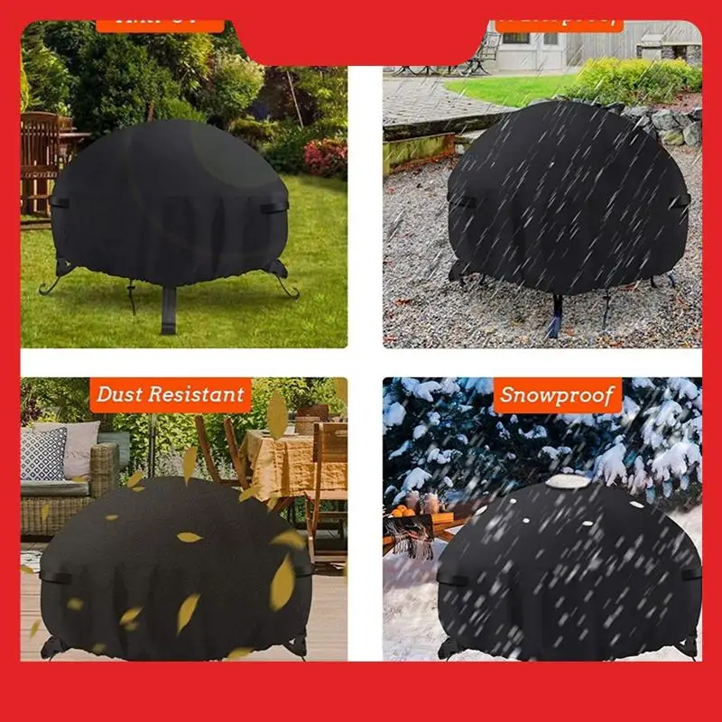 Fire Pit Cover Round Waterproof Outdoor Fire Pit Cover Circular BBQ Stove Dust Cover