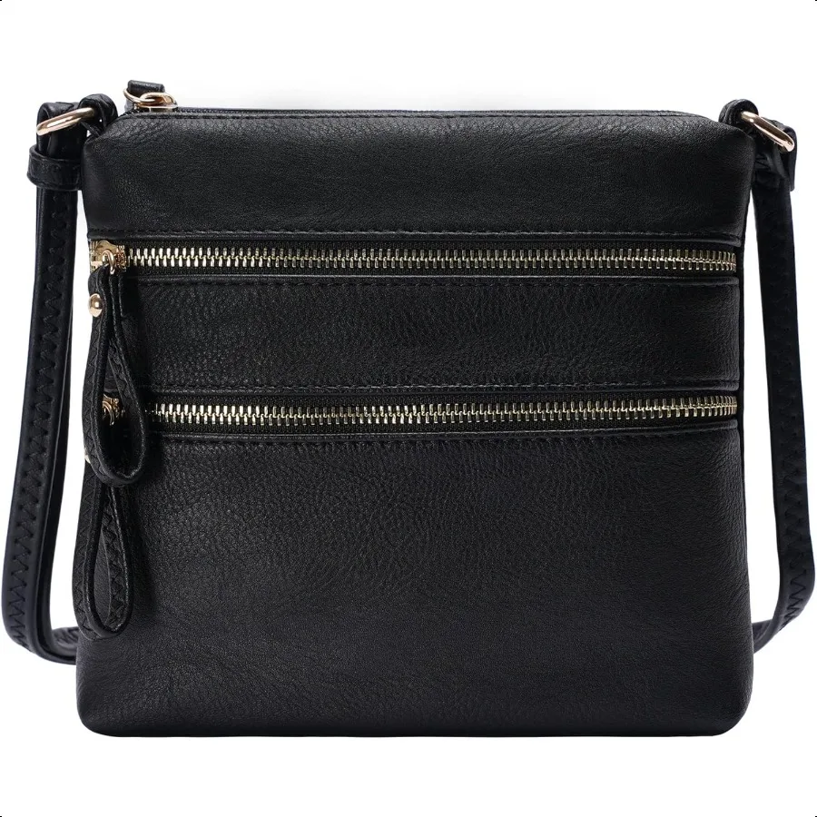 

Solene Small Multi Zipper Pocket Crossbody Bag with Adjustable Strap Lightweight Travel Purse Daily Small Menger Pouch