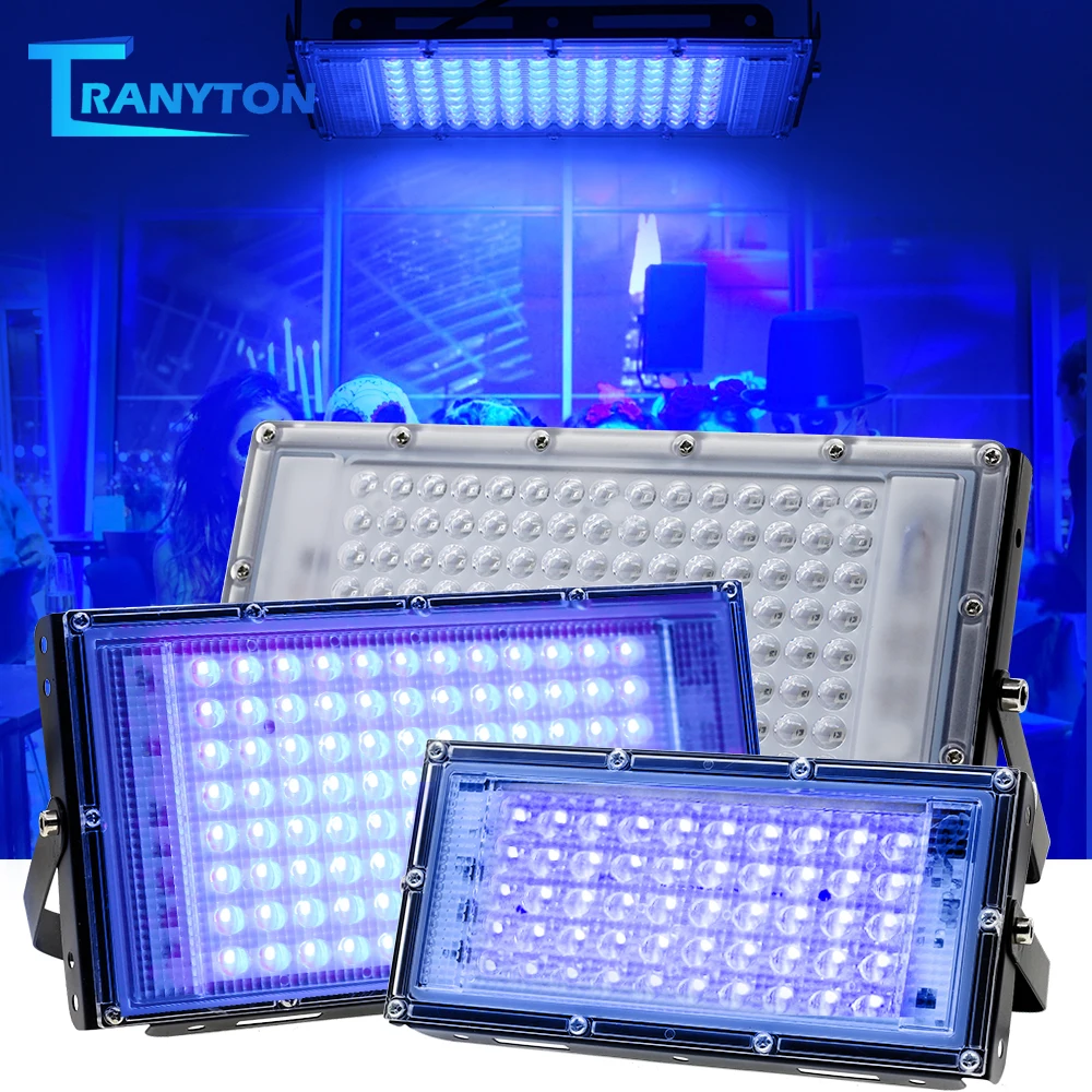 395nm 400nm Led UV Floodlight 220V Waterproof Ultravilet Lamp 2835 Chips 50leds 96leds 50W 100W 150W with Switch