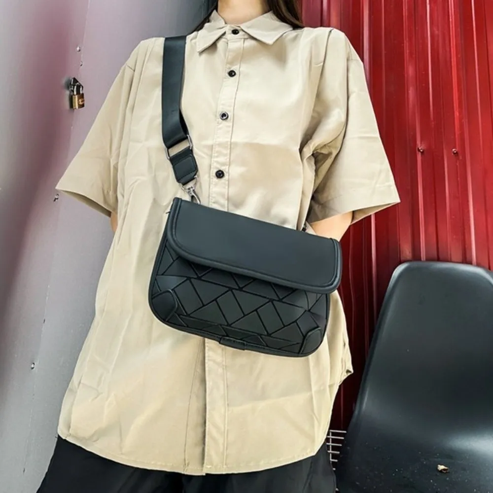 

Fashion PU Grid Shoulder Bag Colorful Waterproof Men Crossbody Bag Large Capacity Multi-function Men Chest Bag Travel