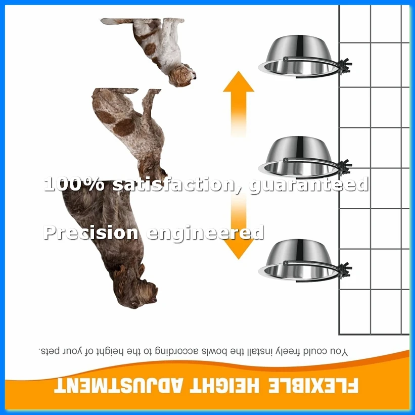 ●Dog Bowls, Dog Bowl for Crate, 2 Pack Pet Food Water Bowl Dog Bowls for Cage Hanging Non-Spill Feeder Bowls