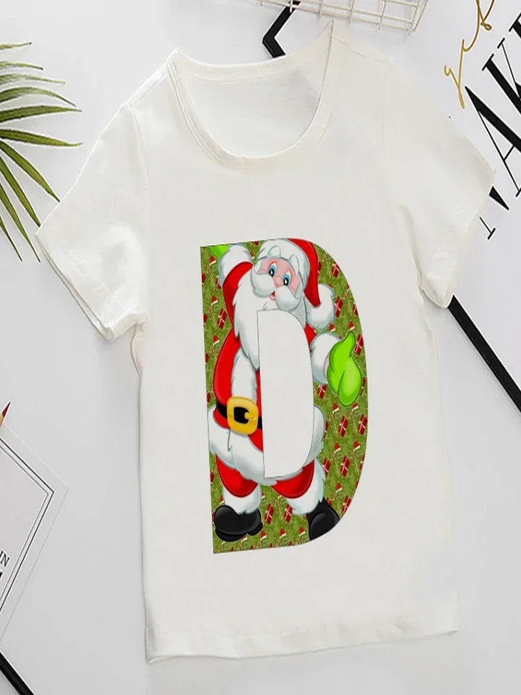 Desenhos animados infantis camiseta de árvore de natal, tops de algodão para crianças, presente de ano novo para meninas e meninos, verão