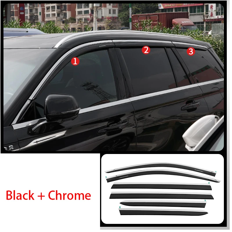 For Lincoln Aviator 2020 2021 2022 2023 Chrome black Window Visor Vent Shades Sun Rain 6X car accessories