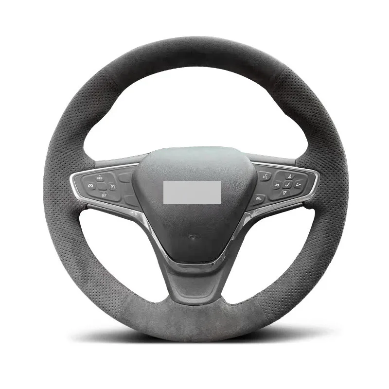 Genuine Leather Suede Steering Wheel Cover Black Thread Car Accessories Specifically for Chevrolet Malibu Equinox BOLT-EV VOLT