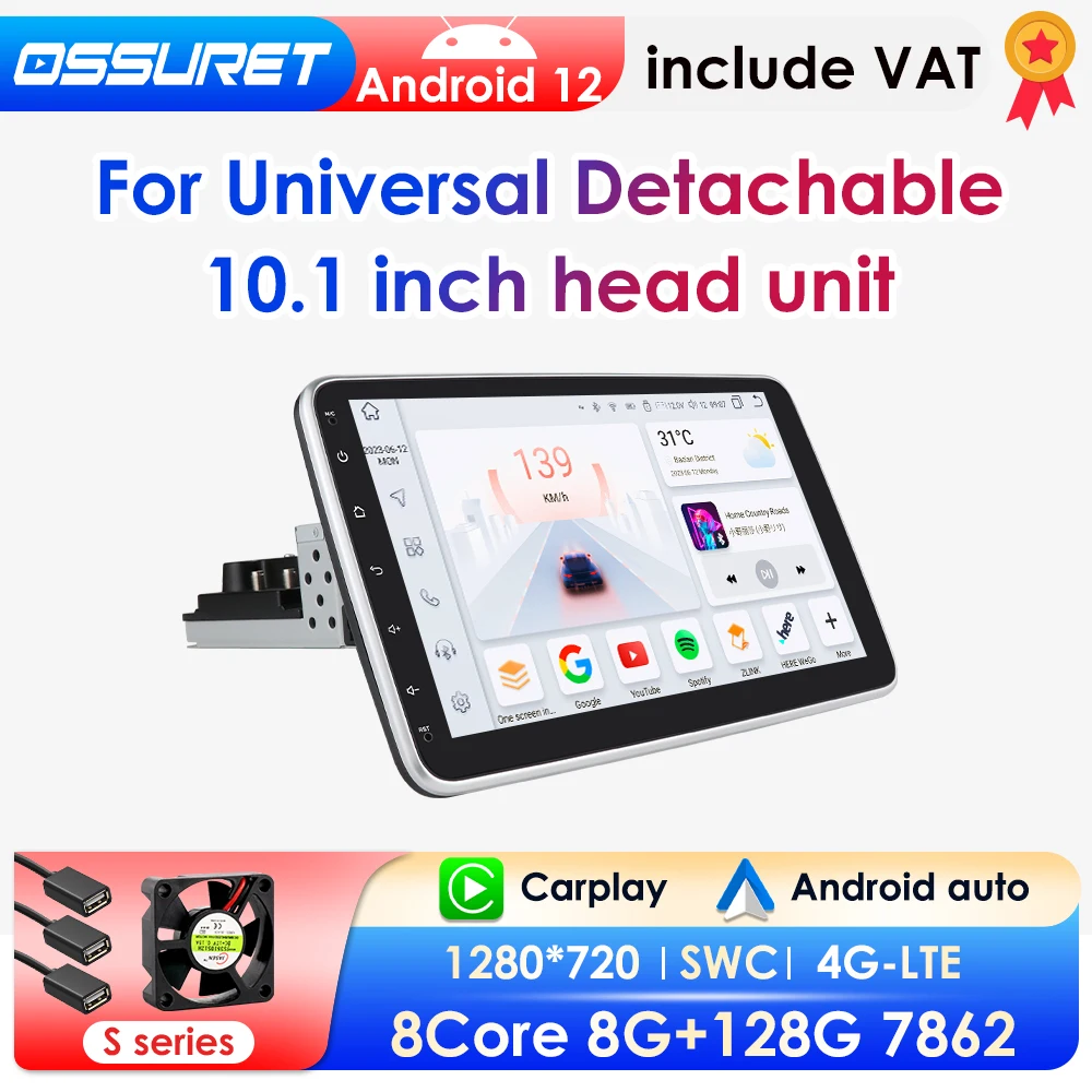 AI CarPlay Android 12 Car Radio Stereo Video Multimedia Player GPS Navi For Universal 360 degrees Rotatable Screen RDS 1DIN USB