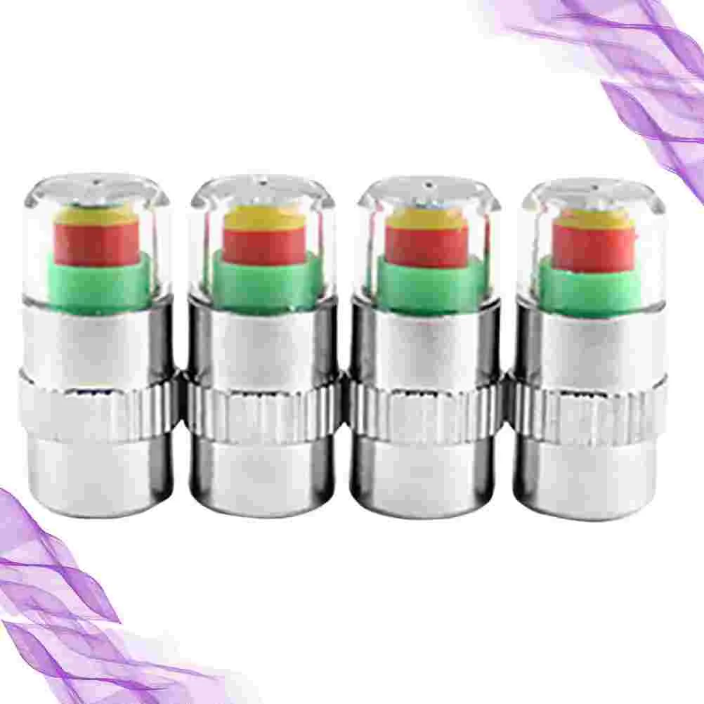 4 Pcs Dust Cap Pressure Indicator Car Tires Sensor Eye Alert Monitor Warning Caps