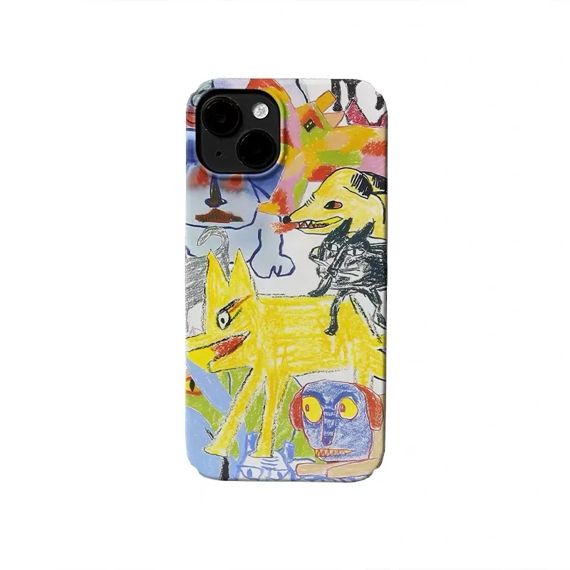 

Ins Yellow Crayon Dog Cartoon Phone Case for IPHONE 17 Air 16E 15 PROMAX 14 Plus 13 12 MINI 11 PRO 16Plus XR Acrylic Phone Cover