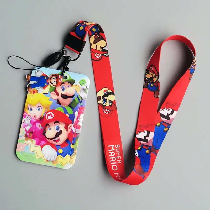 Super Marios Rope Card Holder Boys Girls Cartoon Anime Card Holder Campus Student Meal Access Control Work Lanyard Badge Holder