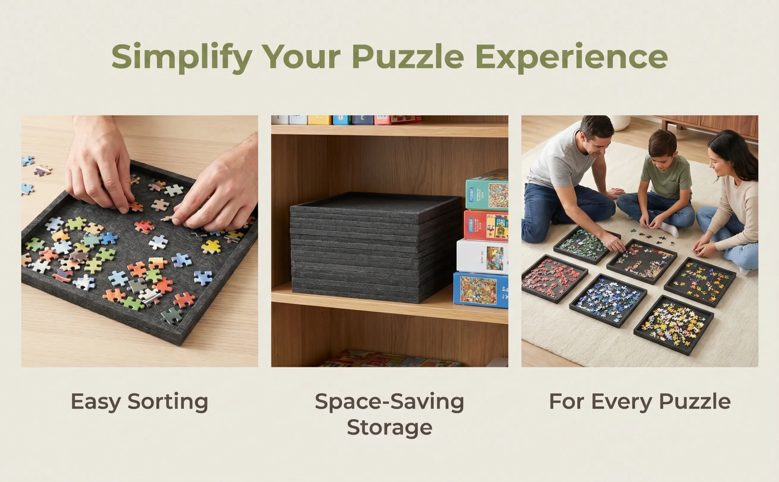 1Set Puzzle Sorting Tray Felt Organizer Board Stackable Reusable Multipurpose Tray for Puzzle Pieces Puzzles Sorting Trays