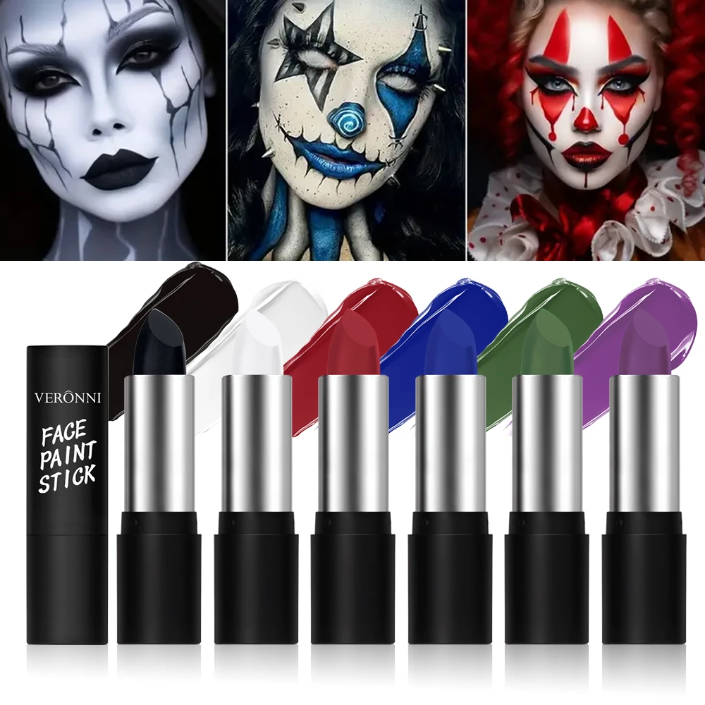 6 Colors Face Body Paint Stick Cream Eyeblack Tube Black Body Painting Blendable Sticks For Halloween Cosplay Joker Paint Makeup