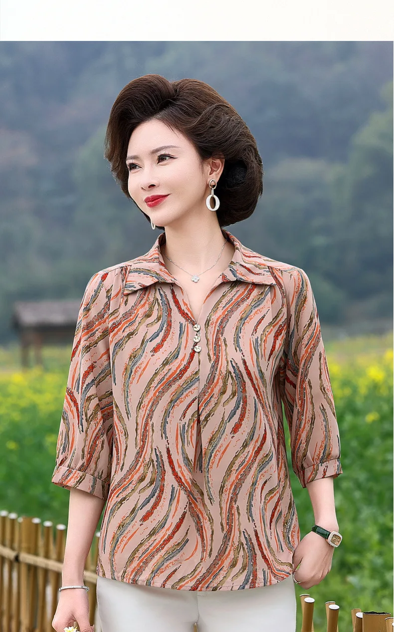 

women Top small Chiffon shirt summer 2024 trend new Chinese style outerwear fashion T-shirt