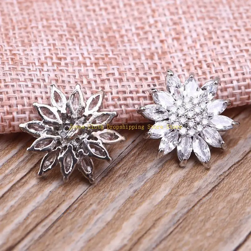 

5Pcs 20mm for Rhinestone Metal Buttons with Loop Crystal Alloy Embellishments for DIY Jewelry Wedding Decorati 10CD