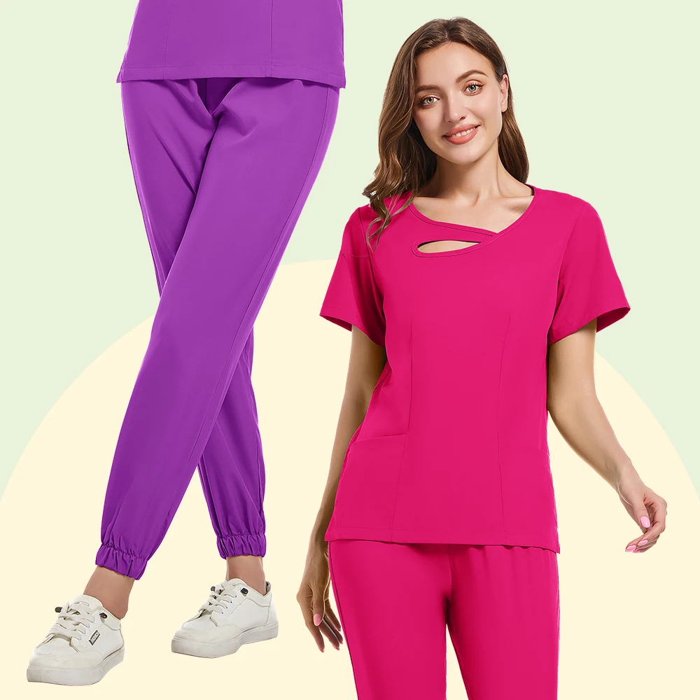 Classic surgical clinician care clothing Dental supplies set Beauty salon work clothes Short sleeve top long pants scrub 