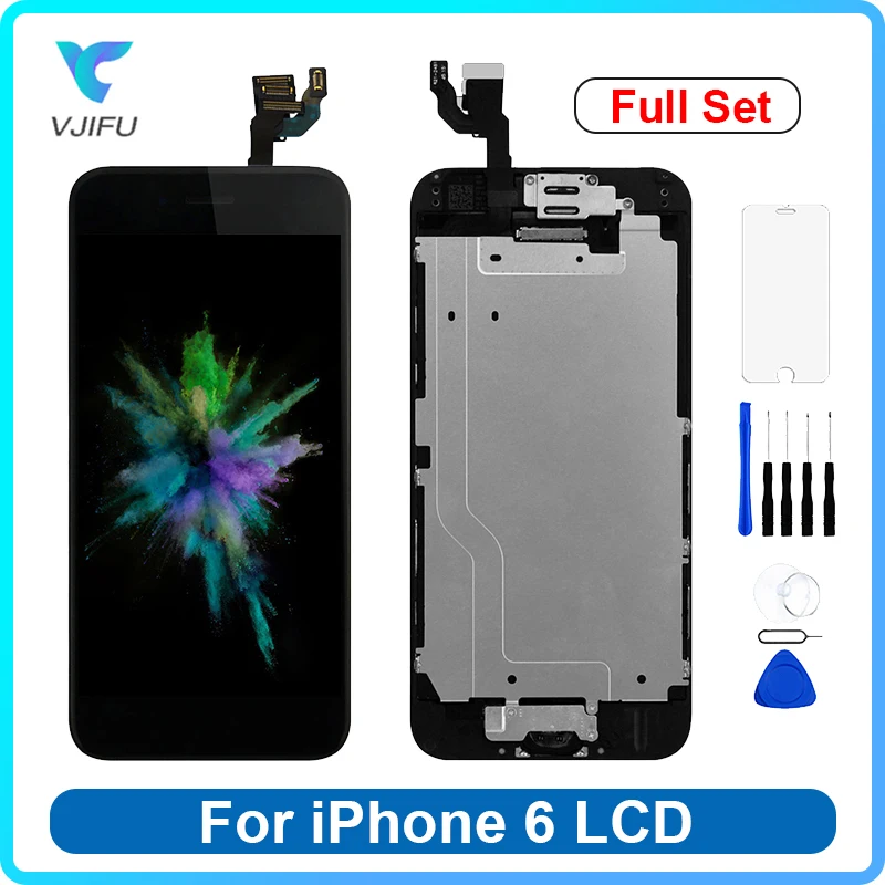 Full Set LCD For iPhone 6 A1586 Display Touch Screen Digitizer Full Assembly 6G Ecran Replacement With Home Button Front Camera