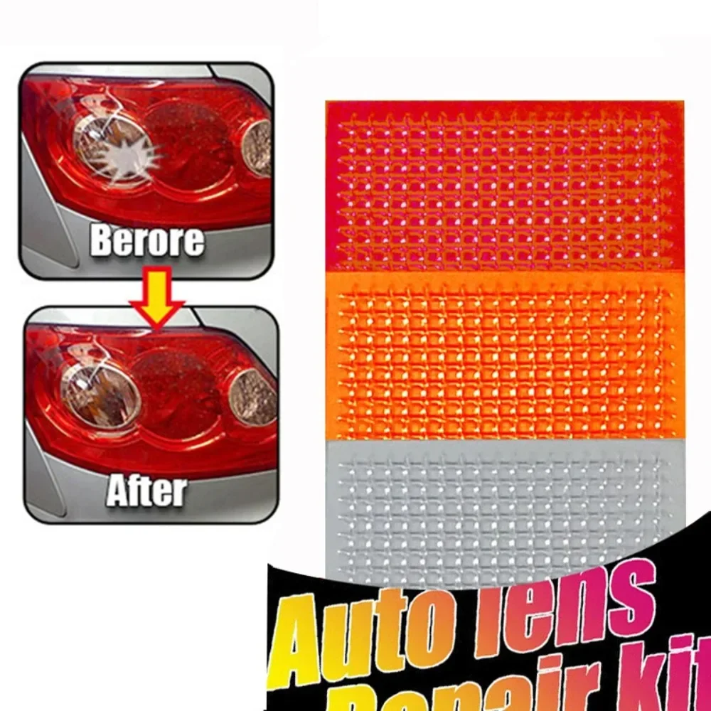 DIY Grid Pattern Auto Lens Repair Kit Quick Fix A Cracked Broken Tail Light Smooth Surface Polish Red Amber Clear Color